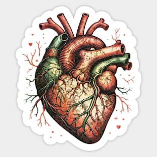 Human heart, Vintage anatomy style, human heart, anatomy art, student, doctor, medical Sticker